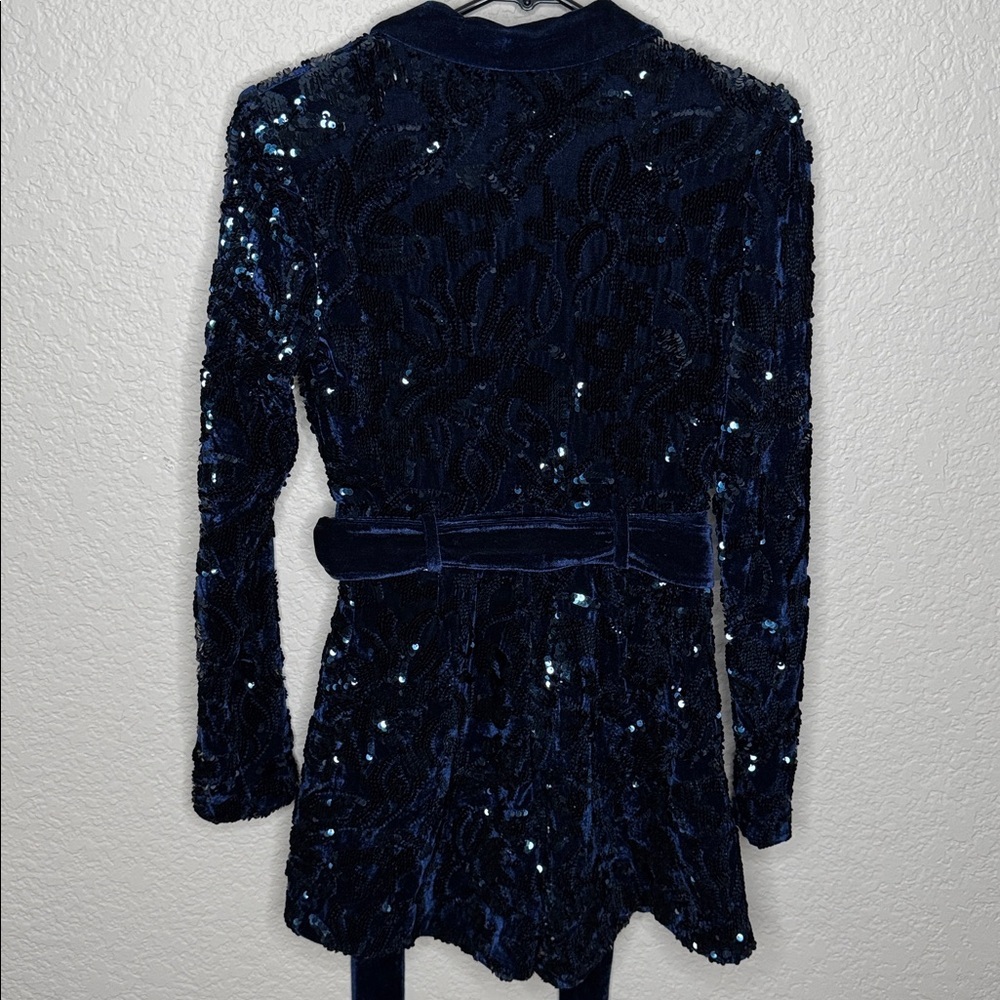 NEW Alexis Pamina Sequin Velvet Romper Midnight Blue XS New Years Going Out Glam - Picture 12 of 16